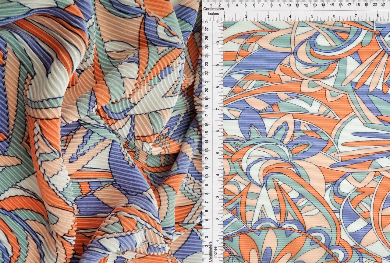 1 Yard Pleated Geometric Bodre Interlock Knit Fabric 58/59" Wide